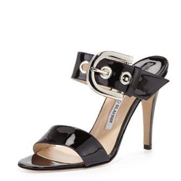 Manolo Blahnik Bila patent double band buckle